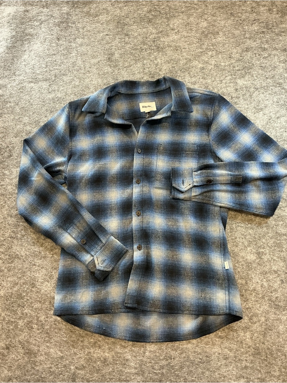 Rhythm Blue Plaid Men’s Button-Up Shirt Size S